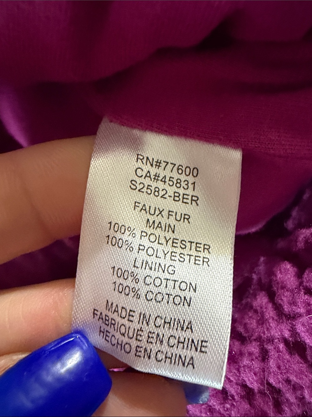 saltwater LUXE Magenta Teddy Sherpa Pullover Hoodie Large - Picture 4 of 7